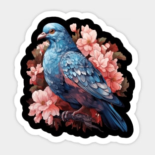 Pigeon colorful Flower Illustration Sticker